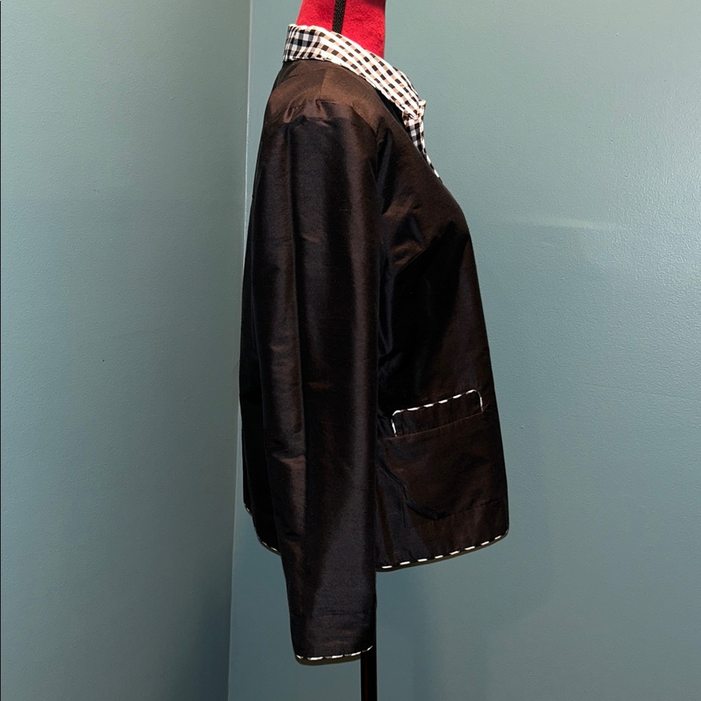 Harris Wallace Black Silk Reversible Jacket Size 8P - Picture 5 of 16